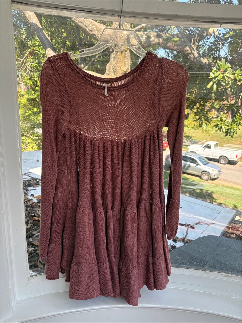 Free People Long Sleeve Tiered Knit Dress - Mauve